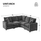 Canapé modulaire moderne en L, canapé sectionnel en chenille avec 2 oreillers