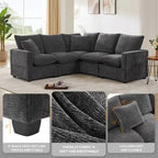 Canapé modulaire moderne en L, canapé sectionnel en chenille avec 2 oreillers