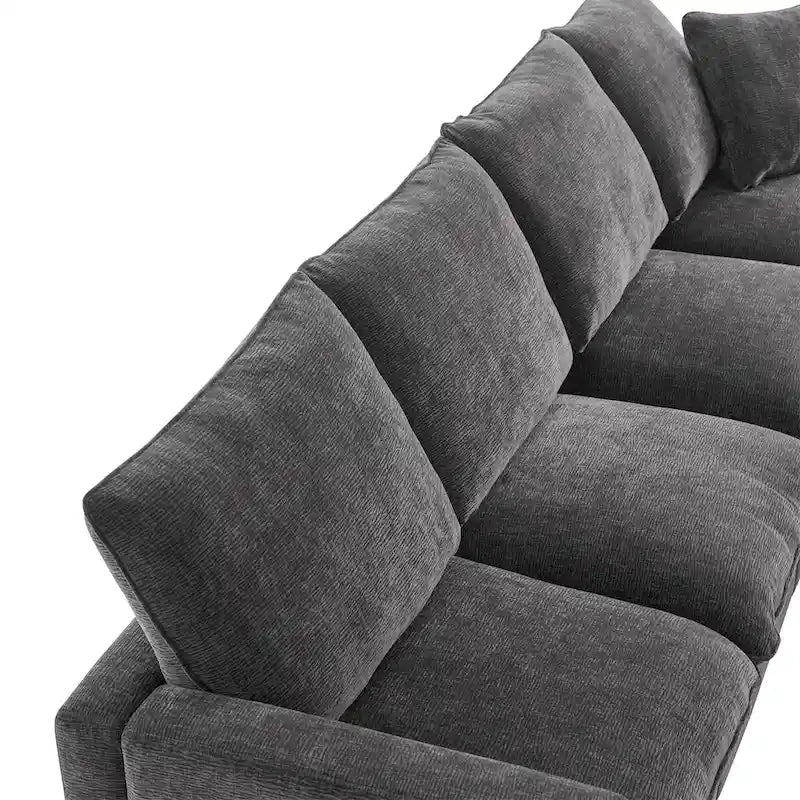 Canapé modulaire moderne en L, canapé sectionnel en chenille avec 2 oreillers