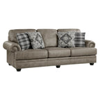 Canapé de 98 po, microfibre brun taupe, 4 coussins décoratifs, coussins moelleux, bois