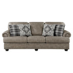 Canapé de 98 po, microfibre brun taupe, 4 coussins décoratifs, coussins moelleux, bois