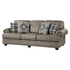 Canapé de 98 po, microfibre brun taupe, 4 coussins décoratifs, coussins moelleux, bois