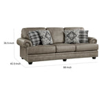 Canapé de 98 po, microfibre brun taupe, 4 coussins décoratifs, coussins moelleux, bois
