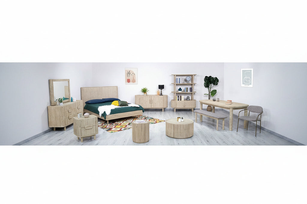 Table basse ronde en acacia massif côtier avec porte de rangement