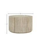 Table basse ronde en acacia massif côtier avec porte de rangement