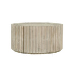 Table basse ronde en acacia massif côtier avec porte de rangement