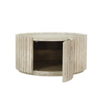 Table basse ronde en acacia massif côtier avec porte de rangement