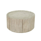 Table basse ronde en acacia massif côtier avec porte de rangement