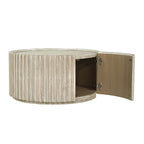Table basse ronde en acacia massif côtier avec porte de rangement