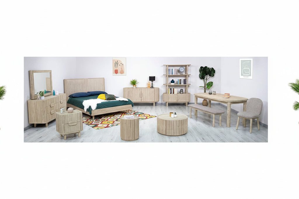 Table basse ronde en acacia massif côtier avec porte de rangement