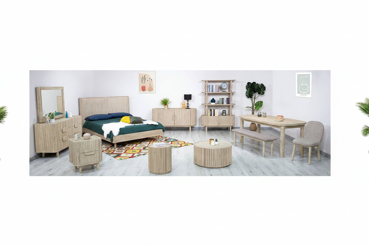 Table basse ronde en acacia massif côtier avec porte de rangement