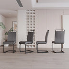 Chaises de salle à manger modernes, chaise d'appoint rembourrée à dossier haut en similicuir PU avec tube en C, pieds en métal