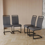 Chaises de salle à manger modernes, chaise d'appoint rembourrée à dossier haut en similicuir PU avec tube en C, pieds en métal