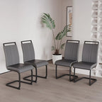 Chaises de salle à manger modernes, chaise d'appoint rembourrée à dossier haut en similicuir PU avec tube en C, pieds en métal