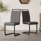 Chaises de salle à manger modernes, chaise d'appoint rembourrée à dossier haut en similicuir PU avec tube en C, pieds en métal