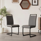 Chaises de salle à manger modernes, chaise d'appoint rembourrée à dossier haut en similicuir PU avec tube en C, pieds en métal