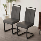 Chaises de salle à manger modernes, chaise d'appoint rembourrée à dossier haut en similicuir PU avec tube en C, pieds en métal