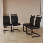 Chaises de salle à manger modernes, chaise d'appoint rembourrée à dossier haut en similicuir PU avec tube en C, pieds en métal