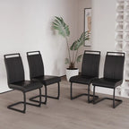 Chaises de salle à manger modernes, chaise d'appoint rembourrée à dossier haut en similicuir PU avec tube en C, pieds en métal