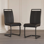 Chaises de salle à manger modernes, chaise d'appoint rembourrée à dossier haut en similicuir PU avec tube en C, pieds en métal
