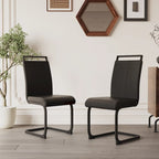 Chaises de salle à manger modernes, chaise d'appoint rembourrée à dossier haut en similicuir PU avec tube en C, pieds en métal