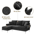 Canapé sectionnel convertible en L, canapé en chenille avec méridienne réversible pour salon, appartement