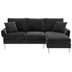Canapé sectionnel convertible en L, canapé en chenille avec méridienne réversible pour salon, appartement