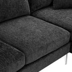 Canapé sectionnel convertible en L, canapé en chenille avec méridienne réversible pour salon, appartement