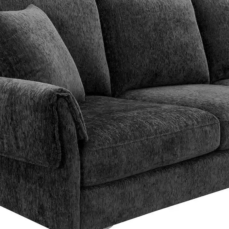 Canapé sectionnel convertible en L, canapé en chenille avec méridienne réversible pour salon, appartement