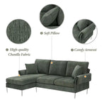 Canapé sectionnel convertible en L, canapé en chenille avec méridienne réversible pour salon, appartement