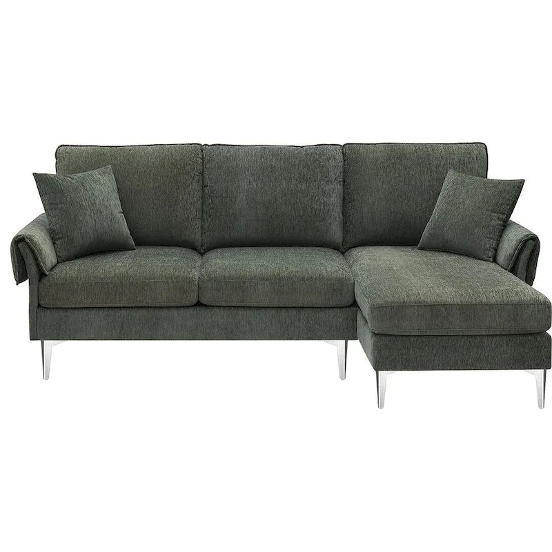 Canapé sectionnel convertible en L, canapé en chenille avec méridienne réversible pour salon, appartement