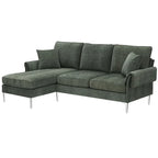 Canapé sectionnel convertible en L, canapé en chenille avec méridienne réversible pour salon, appartement