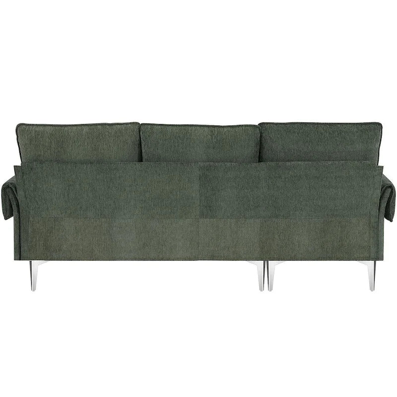 Canapé sectionnel convertible en L, canapé en chenille avec méridienne réversible pour salon, appartement