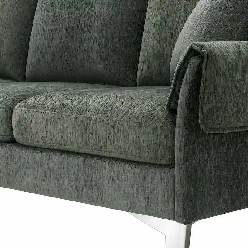 Canapé sectionnel convertible en L, canapé en chenille avec méridienne réversible pour salon, appartement