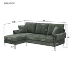 Canapé sectionnel convertible en L, canapé en chenille avec méridienne réversible pour salon, appartement