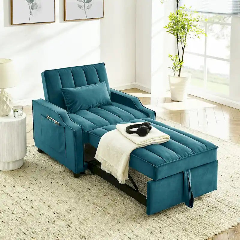 Fauteuil convertible en velours