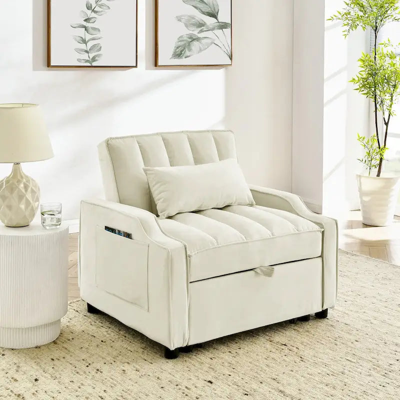 Fauteuil convertible en velours