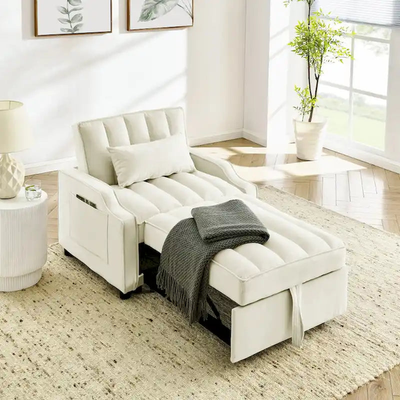 Fauteuil convertible en velours