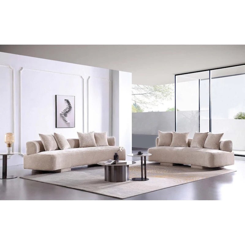Canapé multi-places moderne en chenille, 2 pièces