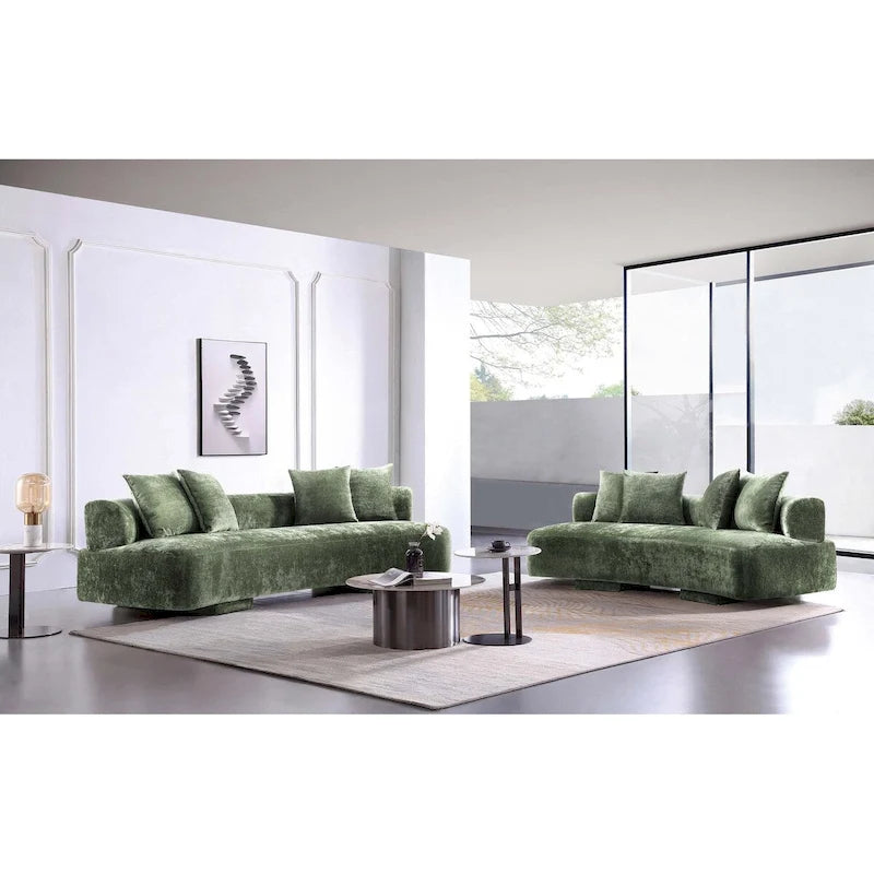 Canapé multi-places moderne en chenille, 2 pièces