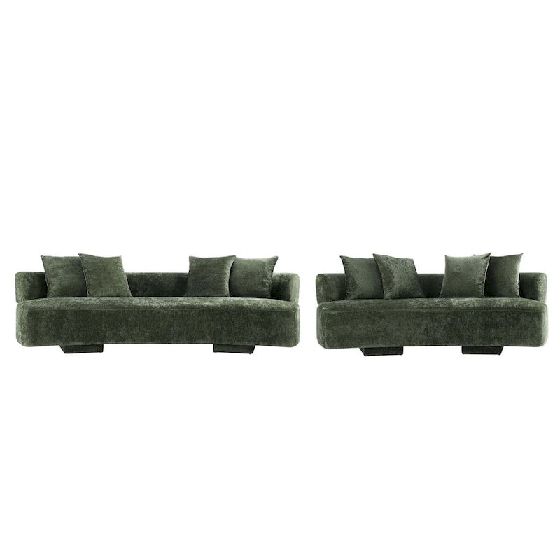 Canapé multi-places moderne en chenille, 2 pièces