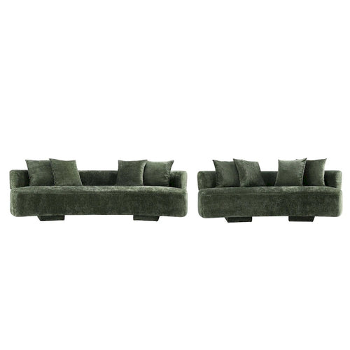 Canapé multi-places moderne en chenille, 2 pièces