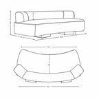 Canapé multi-places moderne en chenille, 2 pièces