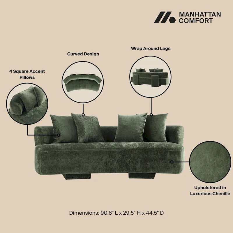 Canapé multi-places moderne en chenille, 2 pièces