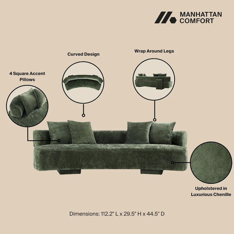 Canapé multi-places moderne en chenille, 2 pièces