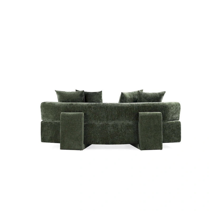 Canapé multi-places moderne en chenille, 2 pièces