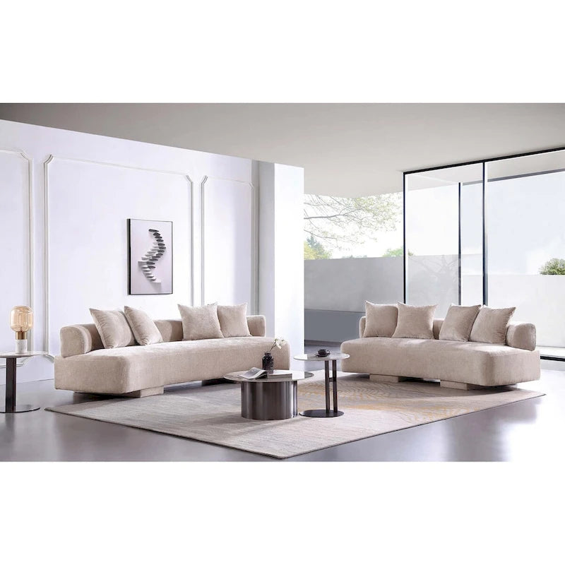 Canapé multi-places moderne en chenille, 2 pièces