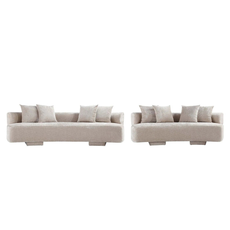 Canapé multi-places moderne en chenille, 2 pièces
