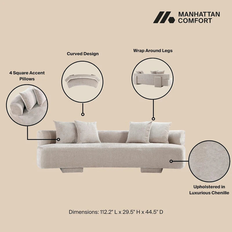 Canapé multi-places moderne en chenille, 2 pièces